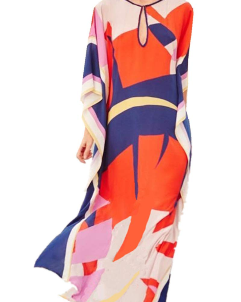 Vestido Kaftan Boémio Gwendolyn para Mulher – Vestido de Praia Bordado Oversize Tamanho Único