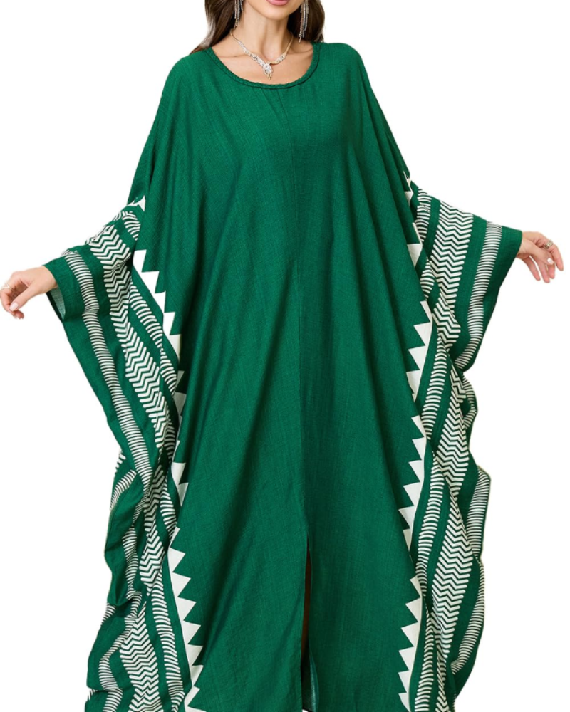 Isadora Kaftan Bohème Mulher – Vestido de Praia Oversize Bordado Estilo Resort