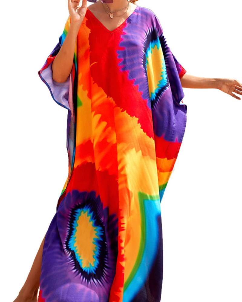 Celestine Kaftan-kjole til kvinder – Let oversized strandkjole i boheme-stil, one size
