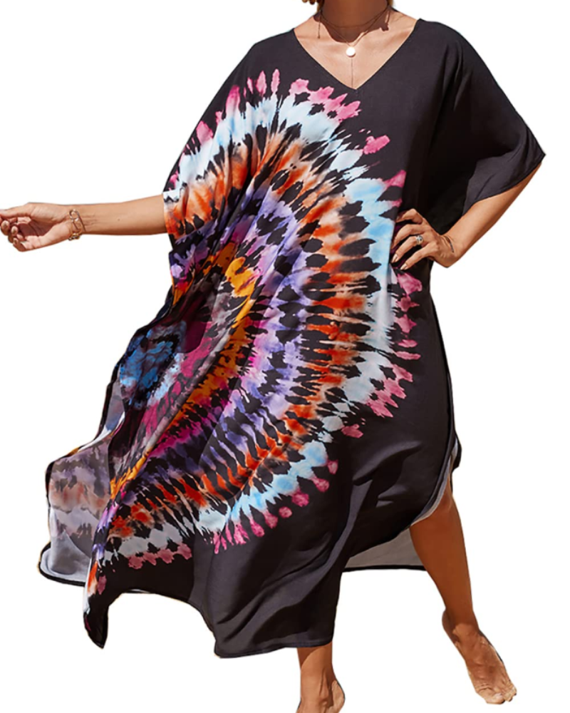 Celestine Kaftan-kjole til kvinder – Let oversized strandkjole i boheme-stil, one size