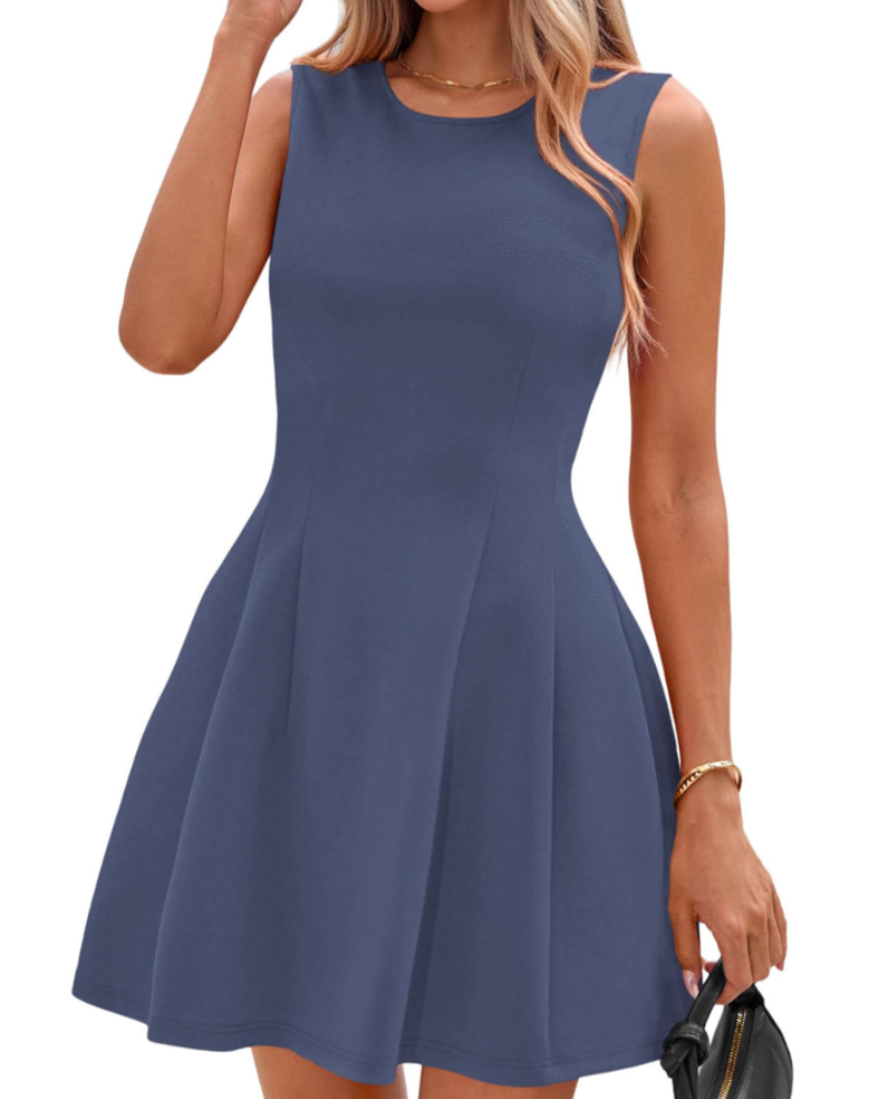Winona Damen kurzes Kleid – Elegantes ärmelloses A-Linien-Kleid, schwingender Schnitt, schicker Business- & Cocktail-Stil
