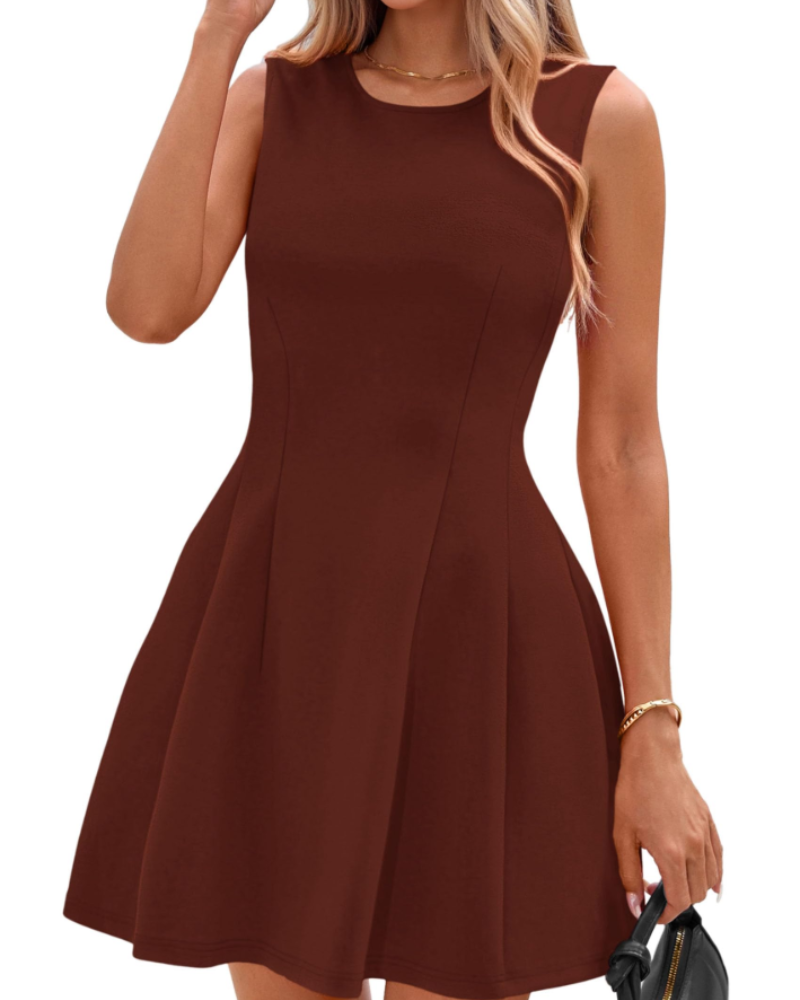 Winona Damen kurzes Kleid – Elegantes ärmelloses A-Linien-Kleid, schwingender Schnitt, schicker Business- & Cocktail-Stil