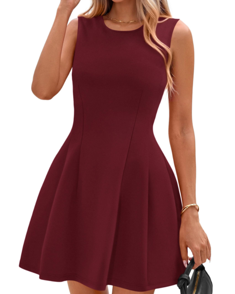 Winona Damen kurzes Kleid – Elegantes ärmelloses A-Linien-Kleid, schwingender Schnitt, schicker Business- & Cocktail-Stil