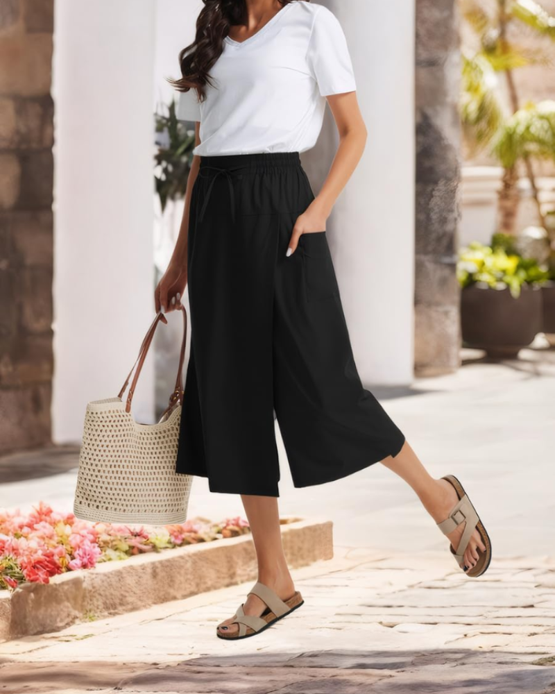 Madison Women's Capri Pants – Lightweight High-Waisted Cropped Pants with Pockets