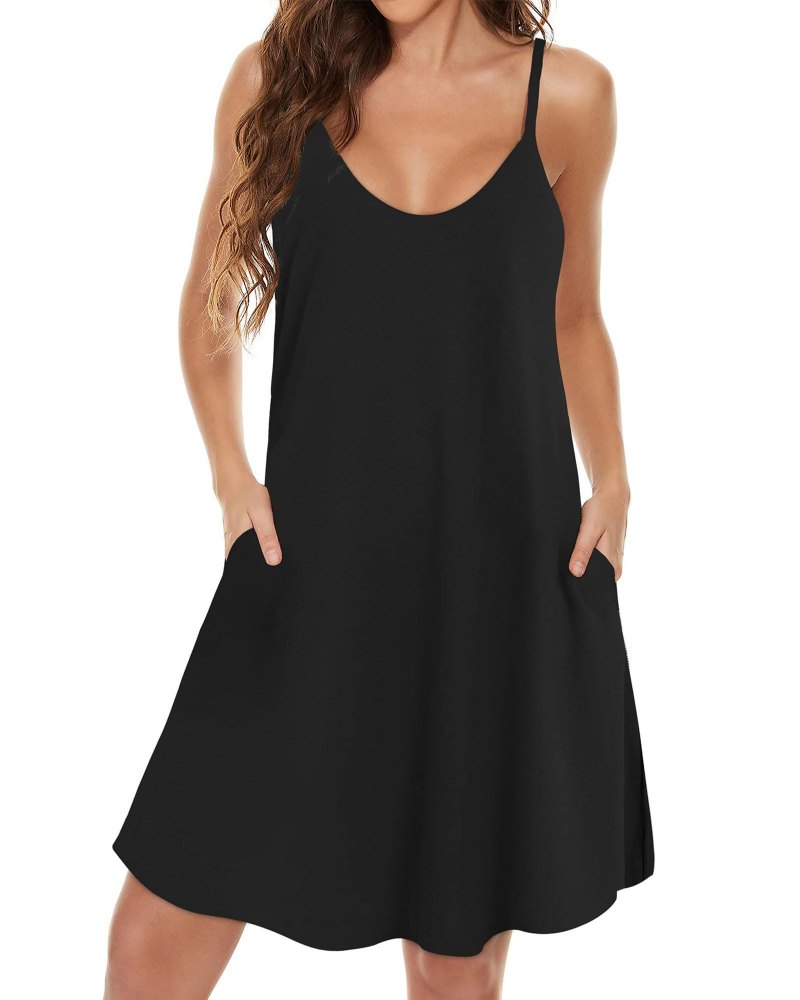Omie Robe Femme Été – Bretelles Réglables Col V & Poches