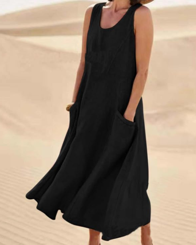 Emily Maxi Dress for Women – Sleeveless Long Dress with Pockets, Casual Style