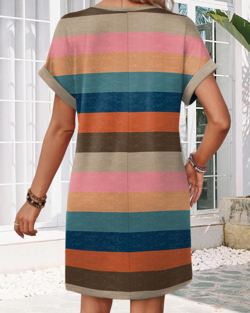 T-shirt vestido Brianna para mulher – vestido de verão com decote em V, corte amplo e bolsos