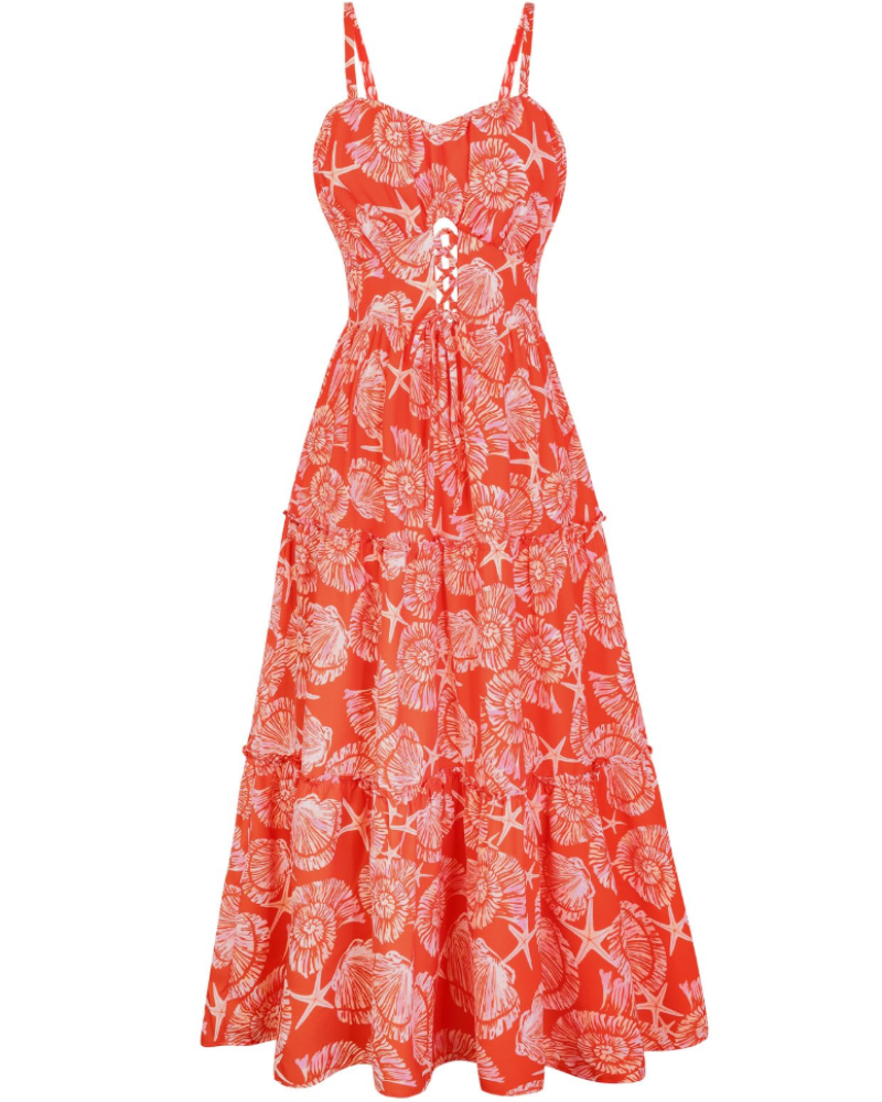 Kayla Robe Midi Femme Été – Florale Bretelles Réglables & Poches