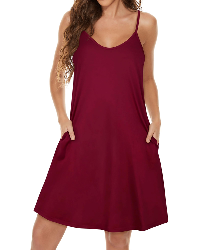 Omie Robe Femme Été – Bretelles Réglables Col V & Poches