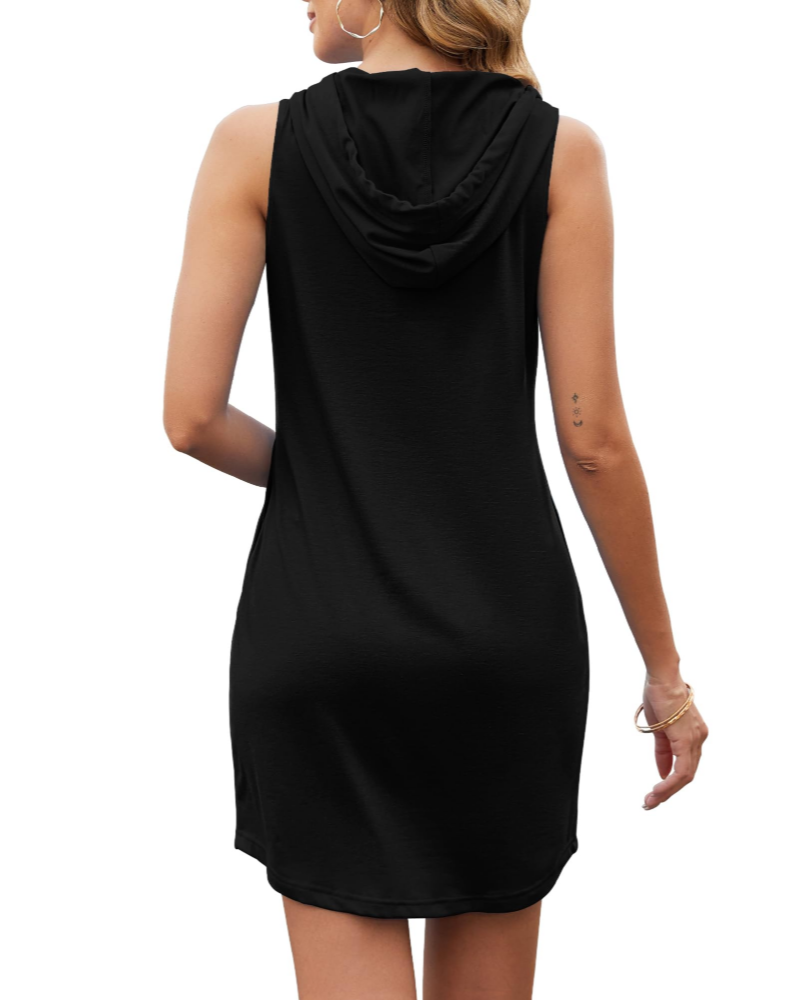 Holly Robe Sweat Women’s Summer – Mini Sleeveless with Hoodie & Drawstring