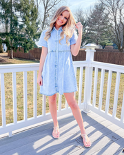 Vestito Camicia Donna in Denim Emma – Vestito Babydoll con Bottoni e Volant Sovrapposti