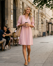 Midi šaty Noelle pre ženy – šaty s výstrihom do V, nariasenými rukávmi, voľného elegantného strihu