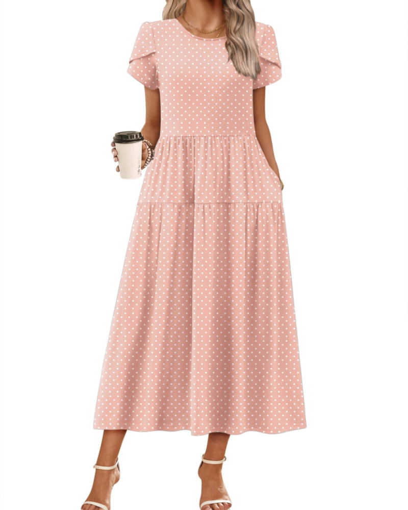 Rochie maxi boemă Olivia pentru femei – rochie lungă cu flori, croială A, cu buzunare