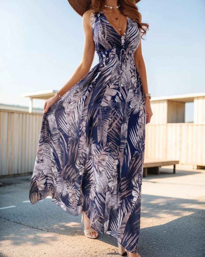 Vestito estivo da donna Molly – floreale bohémien con scollo a V, schiena scoperta e coulisse