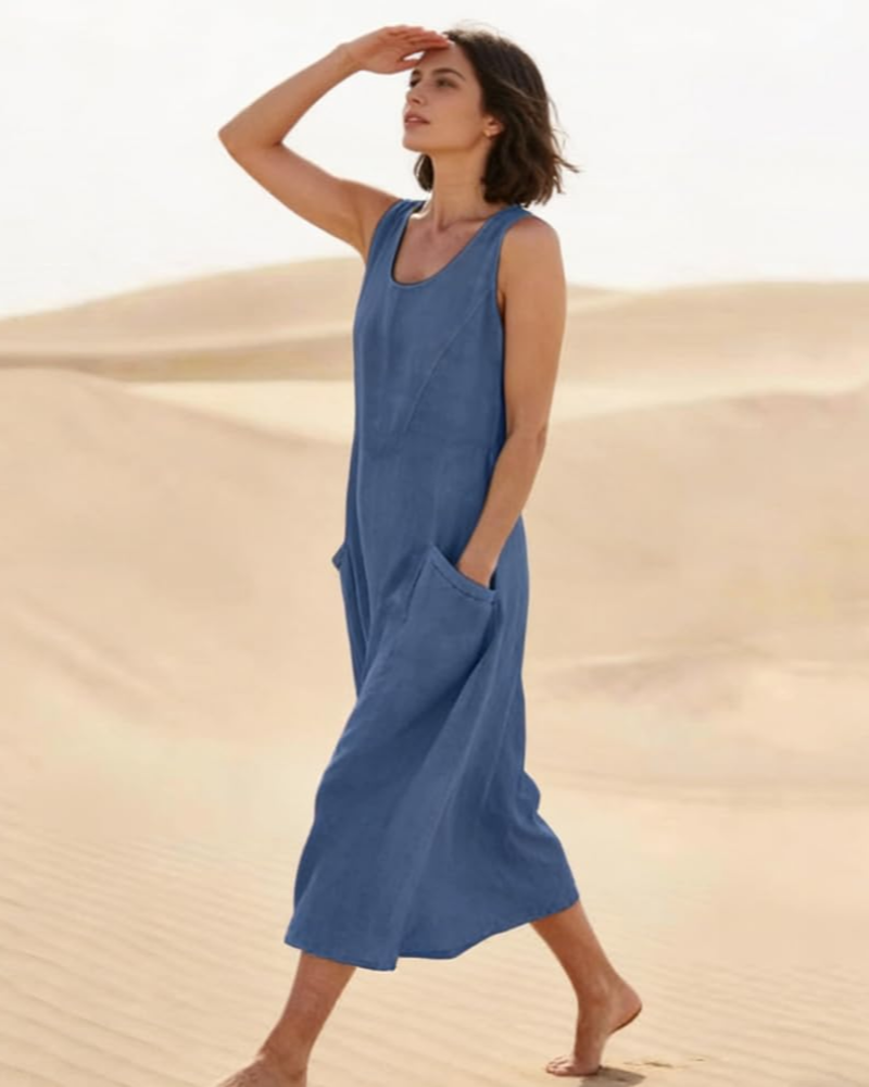 Emily Maxi Dress for Women – Sleeveless Long Dress with Pockets, Casual Style