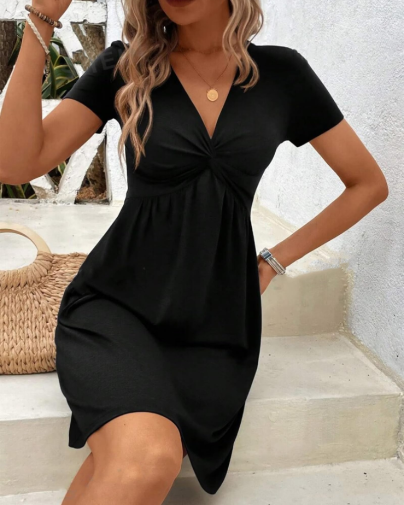 Quinn Bademantel Mini Damen Sommer – V-Ausschnitt Kurzarm Hohe Taille