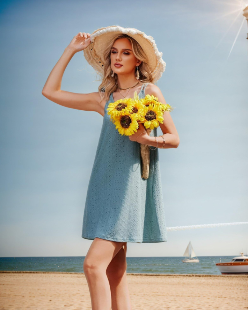 Sukienka Eliza Été damska – plażowa bez rękawów, krój A-line