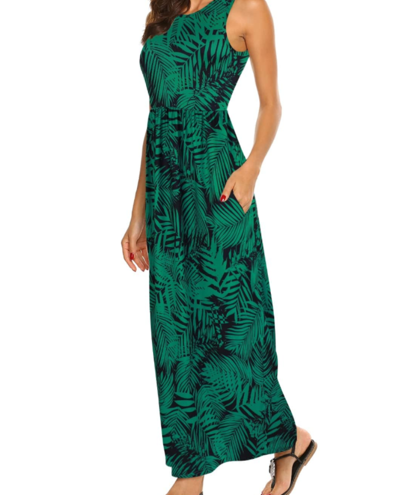 Robe Maxi Lily para Mulher Verão – Top Boémio com Cintura Elástica e Bolsos
