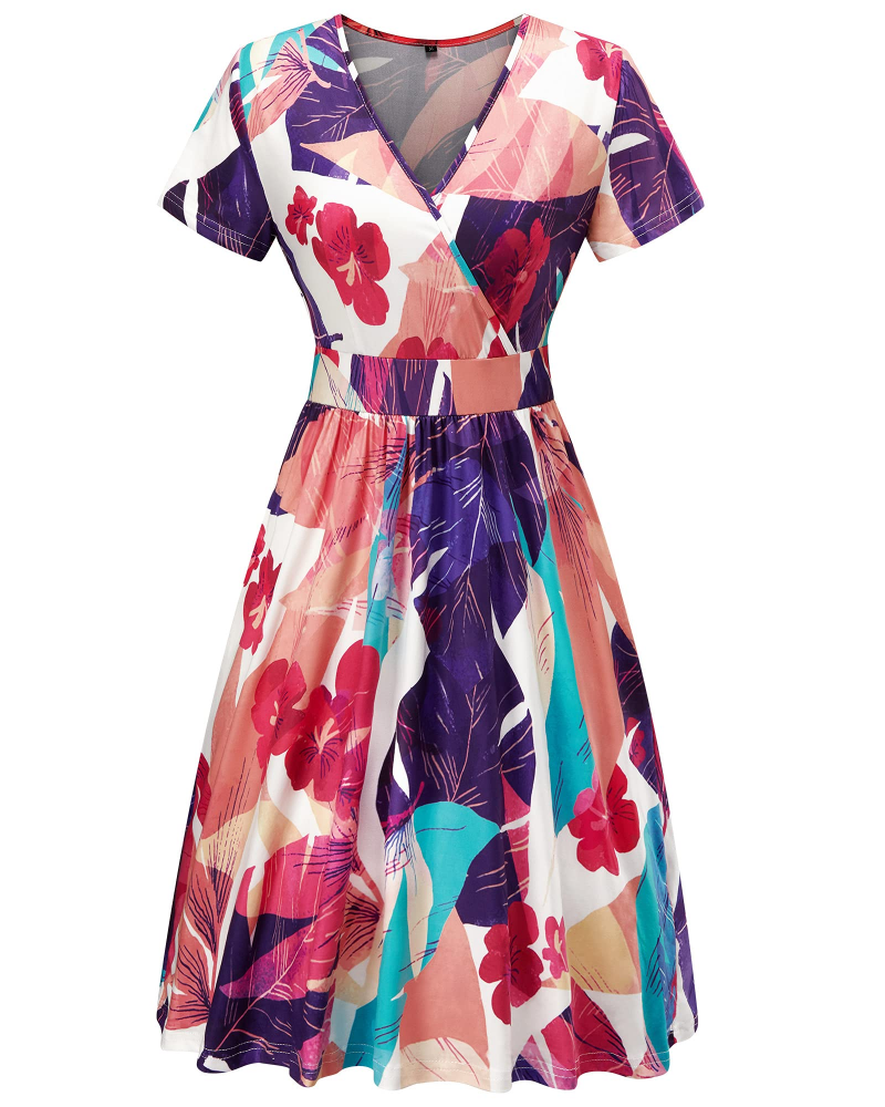 Sophia Robe Femme Été – Cache-Cœur Col V Longueur Genou avec Poches