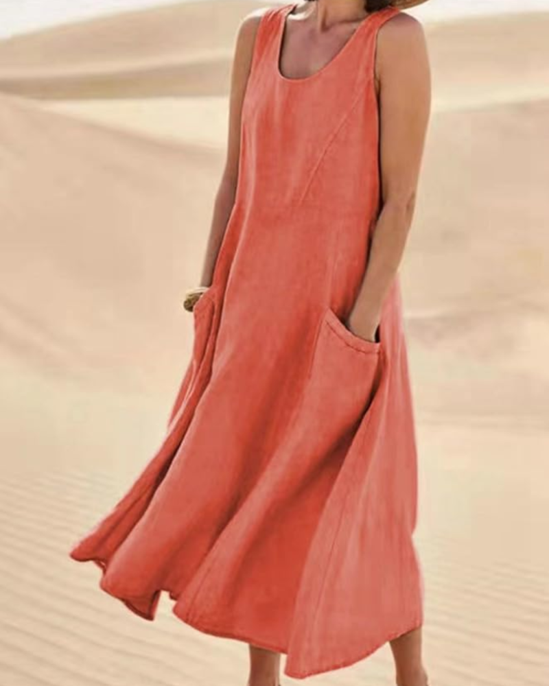 Emily Maxi Dress for Women – Sleeveless Long Dress with Pockets, Casual Style