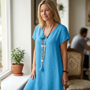 Martina Women's Dress – Maxi Dress V-Neck Oversized A-Line Casual Elegant Summer