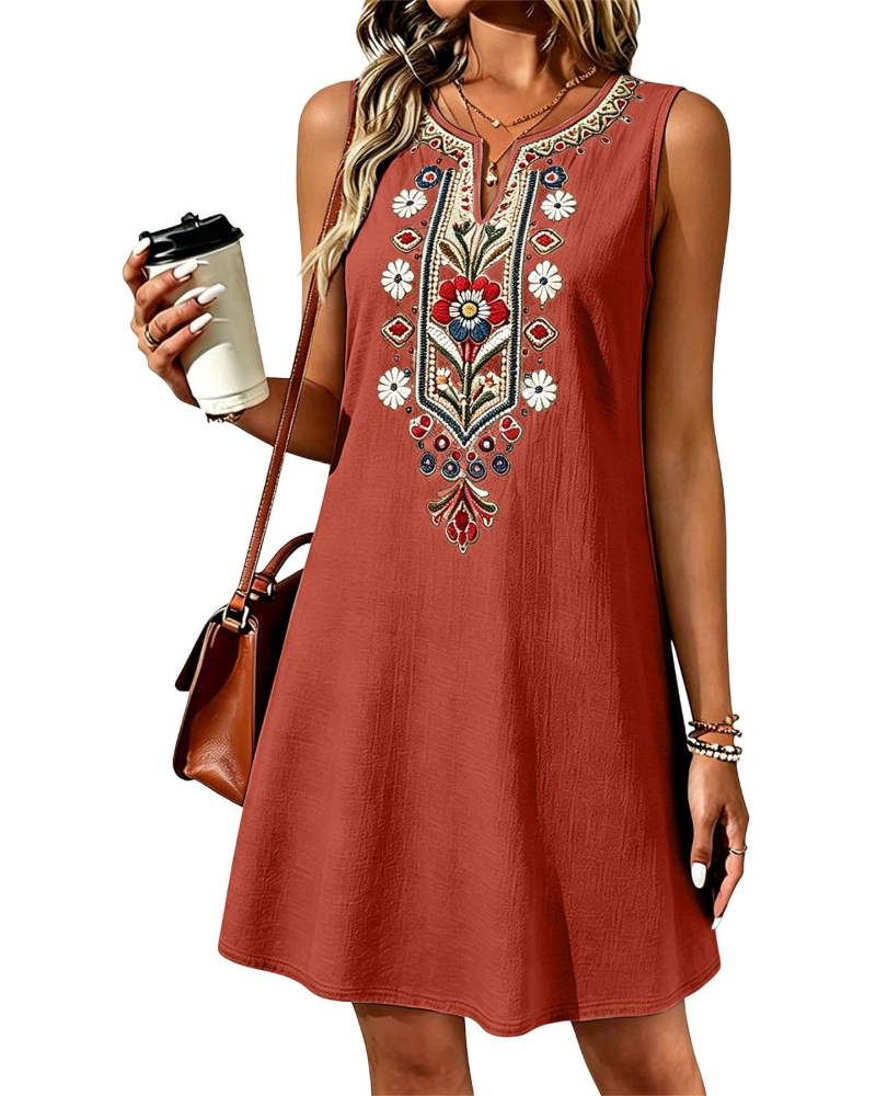 Rachel Vestito Lungo Donna Estate – Lino Cotone Senza Maniche & Tasche