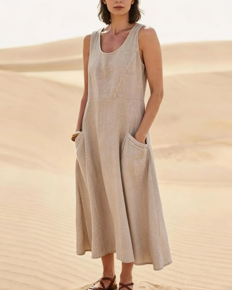 Emily Maxi Dress for Women – Sleeveless Long Dress with Pockets, Casual Style