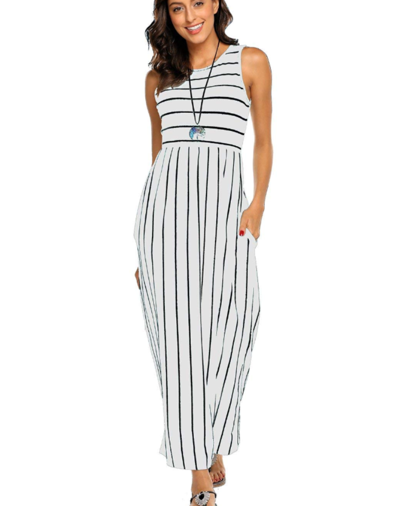 Robe Maxi Lily para Mulher Verão – Top Boémio com Cintura Elástica e Bolsos