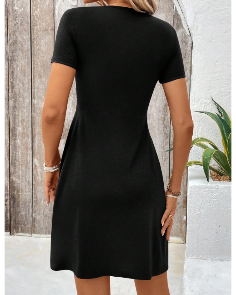 Quinn Bademantel Mini Damen Sommer – V-Ausschnitt Kurzarm Hohe Taille