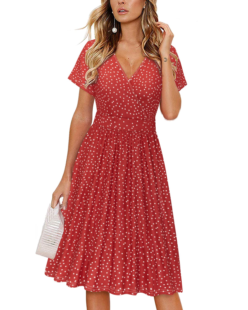 Sophia Robe Femme Été – Cache-Cœur Col V Longueur Genou avec Poches