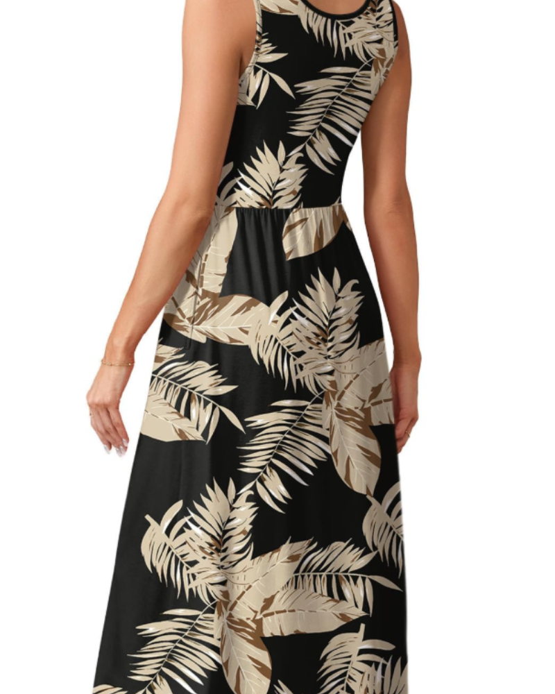 Clementine Robe d'Été Femme – Robe Midi Col U avec Poches Fluide