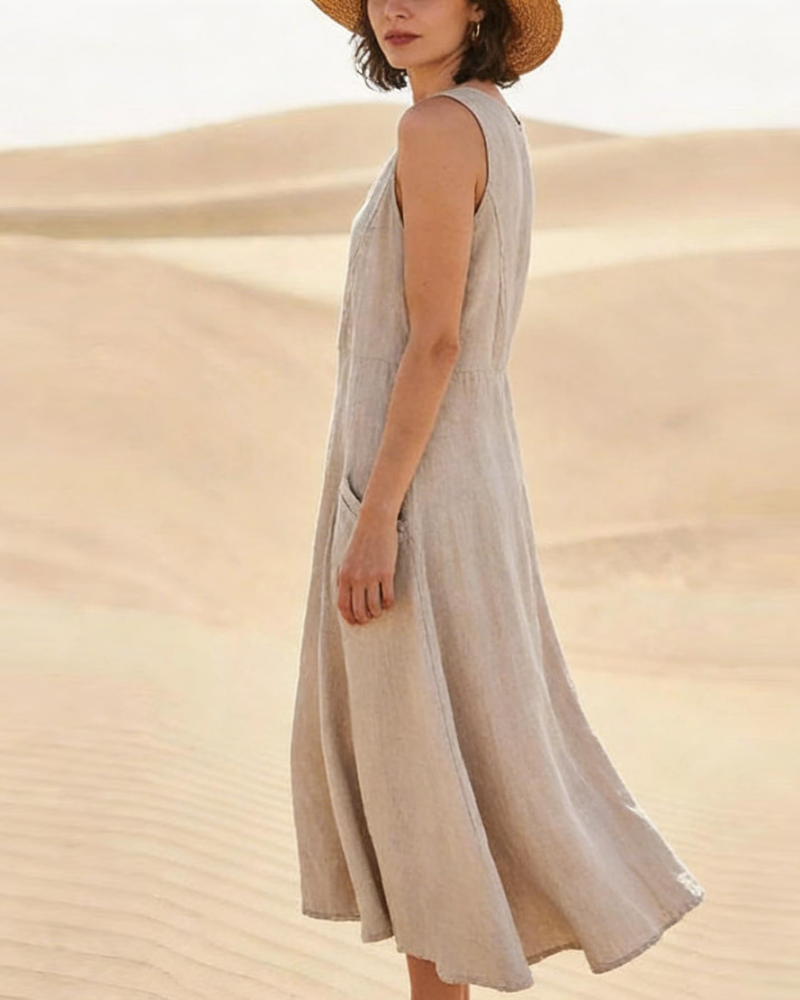 Emily Maxi Dress for Women – Sleeveless Long Dress with Pockets, Casual Style