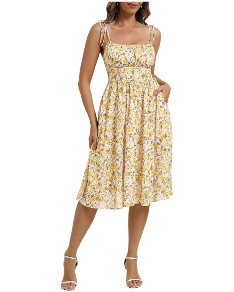 Φόρεμα Valentina Vintage Γυναικείο – Γραμμή Α, Τετράγωνο Λαιμόκοψη με Τσέπες