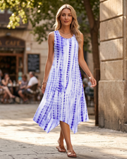 April Midi-kjole til kvinder sommer – blomsterprint boheme uden ærmer og med lommer