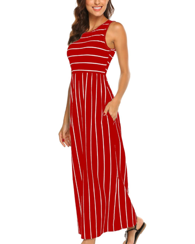 Robe Maxi Lily para Mulher Verão – Top Boémio com Cintura Elástica e Bolsos