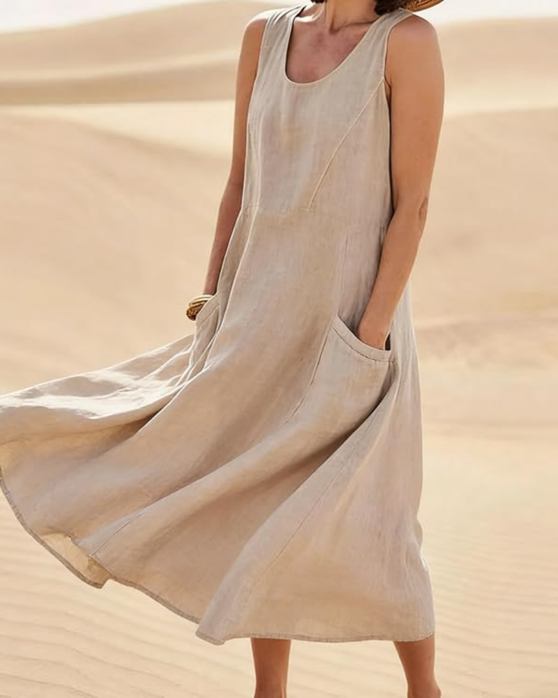 Emily Maxi Dress for Women – Sleeveless Long Dress with Pockets, Casual Style