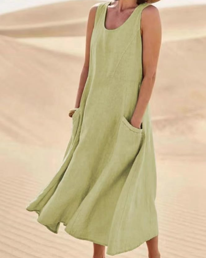 Emily Maxi Dress for Women – Sleeveless Long Dress with Pockets, Casual Style