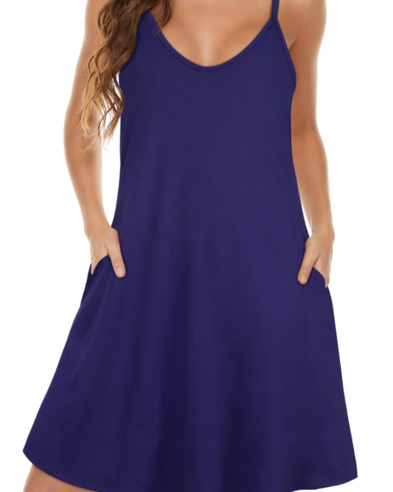 Omie Robe Femme Été – Bretelles Réglables Col V & Poches