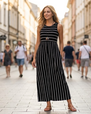 Robe Maxi Lily para Mulher Verão – Top Boémio com Cintura Elástica e Bolsos