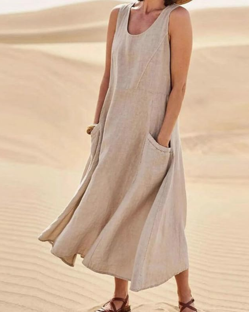 Emily Maxi Dress for Women – Sleeveless Long Dress with Pockets, Casual Style