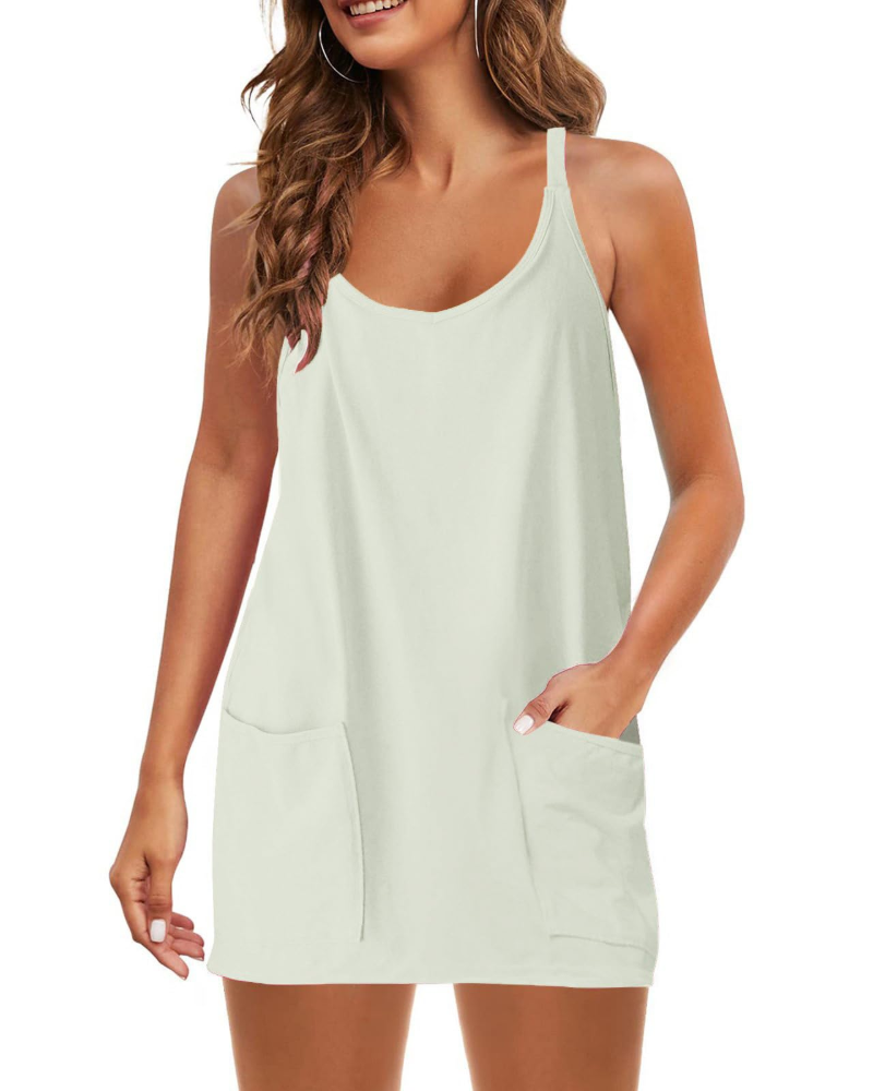 Skylar Women's Sport Dress – Short Tennis Dress with Straps, Built-in Shorts & Pockets