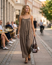 Luna Kjole Maxi Dame – Kjole med Åben Ryg og Smalle Stropper, Hørlook, Sommer, Boheme