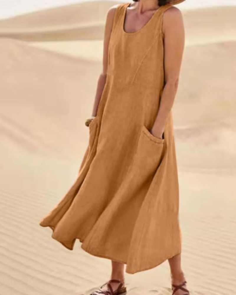 Emily Maxi Dress for Women – Sleeveless Long Dress with Pockets, Casual Style