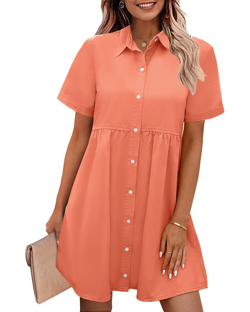 Vestito Camicia Donna in Denim Emma – Vestito Babydoll con Bottoni e Volant Sovrapposti