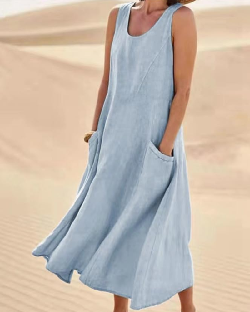 Emily Maxi Dress for Women – Sleeveless Long Dress with Pockets, Casual Style