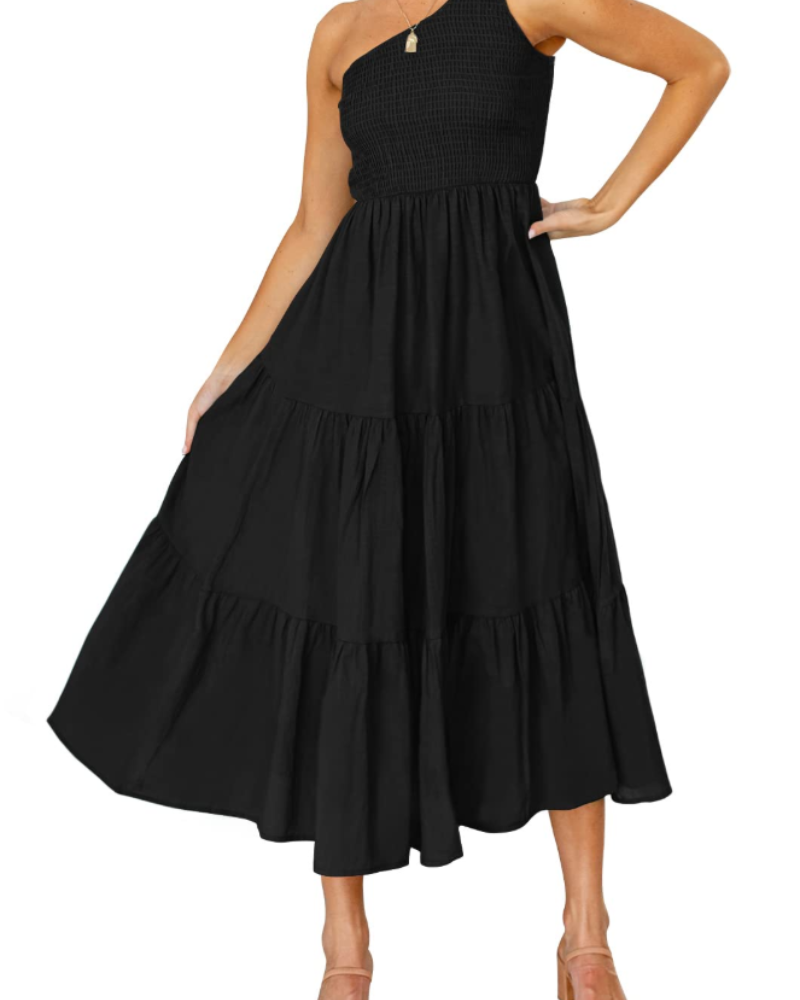 ZsaZsa Maxi Bohemian Dress for Women – One-Shoulder Ruffled Dress, A-Line Cut & Elegant Summer Style