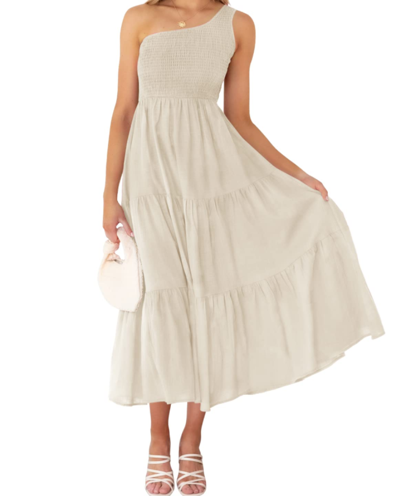 ZsaZsa Maxi Bohemian Dress for Women – One-Shoulder Ruffled Dress, A-Line Cut & Elegant Summer Style