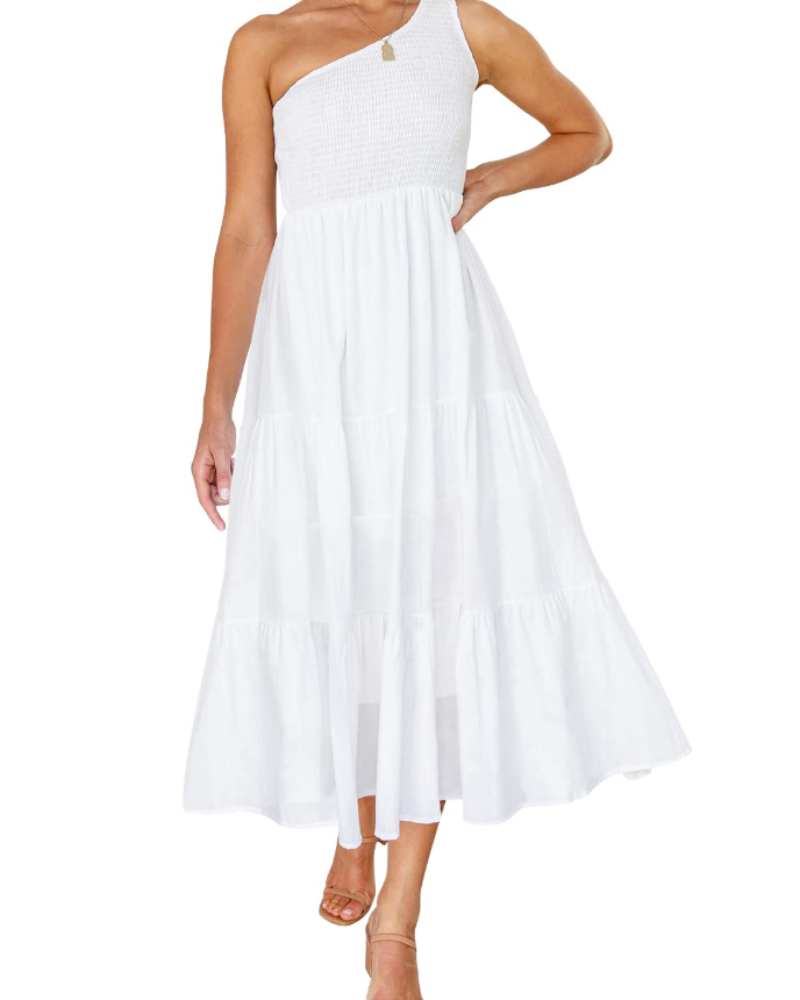 ZsaZsa Maxi Bohemian Dress for Women – One-Shoulder Ruffled Dress, A-Line Cut & Elegant Summer Style