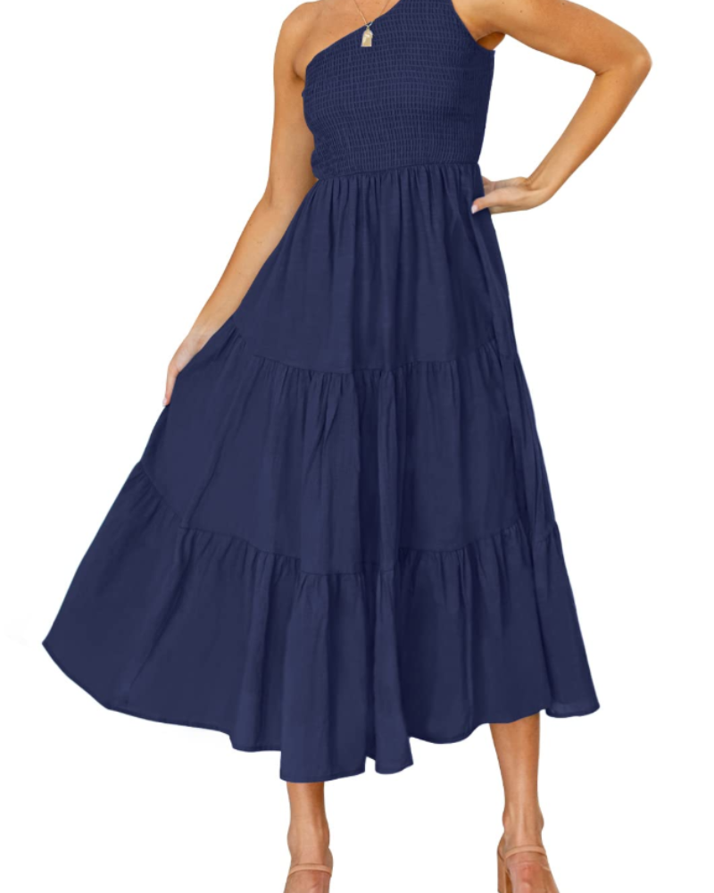 ZsaZsa Maxi Bohemian Dress for Women – One-Shoulder Ruffled Dress, A-Line Cut & Elegant Summer Style
