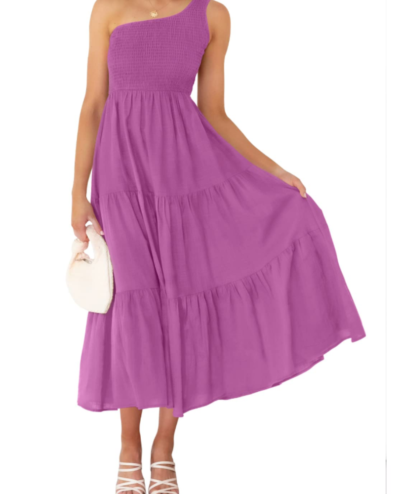 ZsaZsa Maxi Bohemian Dress for Women – One-Shoulder Ruffled Dress, A-Line Cut & Elegant Summer Style